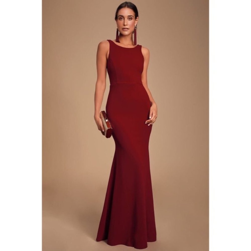 Lulus Dream About You Backless Burgundy Maxi Dress